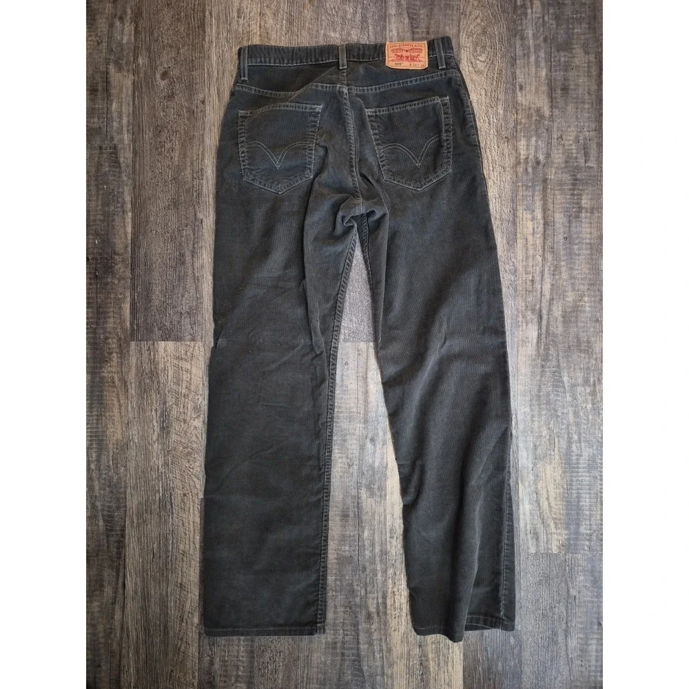 Levi's 559 Corduroy Trouser Pants Grey Cotton Relaxed Fit Straight Leg 33W x 34L